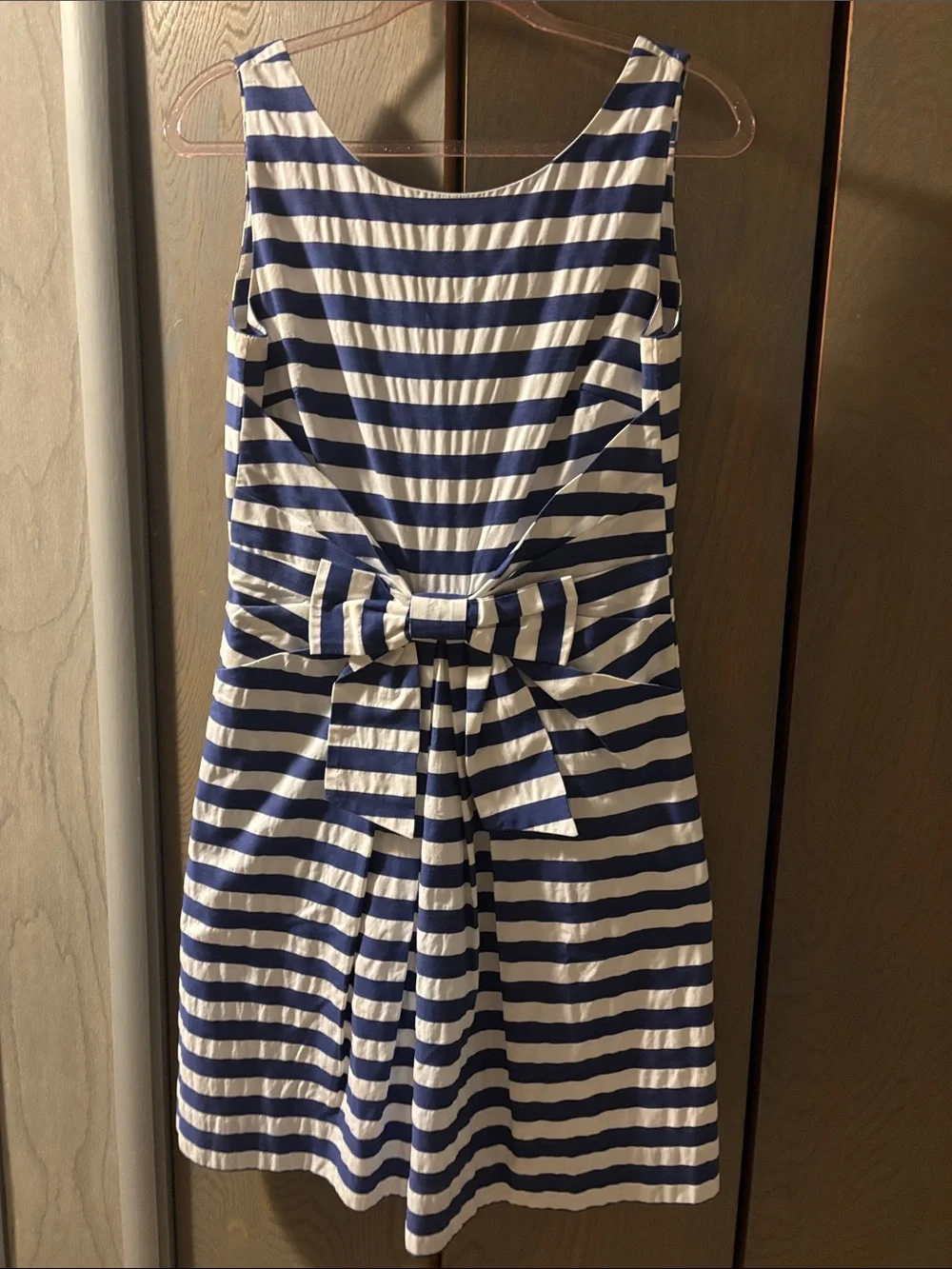 Kate Spade Jillian Dress Bow Blue White Striped Retro Lined Sleeveless